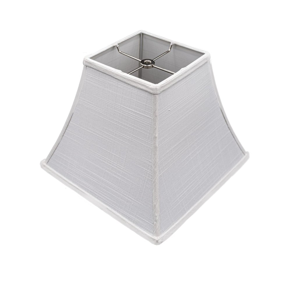 Upgradelights White Linen 12 Inch Square Bell Washer Lampshade Replacement 6x12x10 (White)