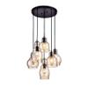 Jojospring Mariana Antique Black Cognac Glass 6-Light Cluster Pendant Chandelier with Round Base view 1