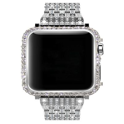 Callancity 42mm Bling Bling Big Rhinestone Diamonds Platinum Case Compatible with Apple Watch Series 1, 2, 3