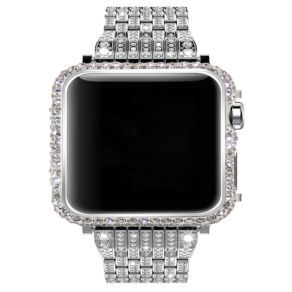 Callancity 42mm Bling Bling Big Rhinestone Diamonds Platinum Case Compatible with Apple Watch Series 1, 2, 3