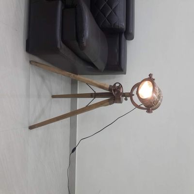 THOR INSTRUMENTS Vintage Copper & Wooden Searchlight Floor Lamp,Nautical Spot Studio Light Rustic Vintage Home Decor Gifts