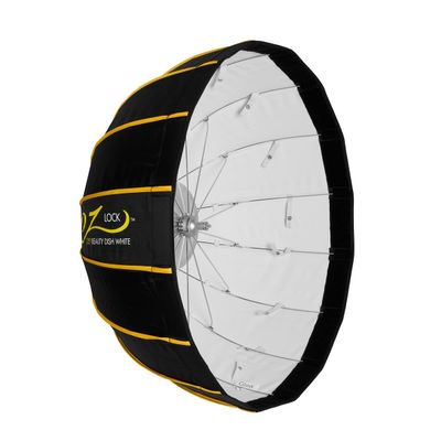 Glow EZ Lock 25" Collapsible White Beauty Dish Softbox w/Bowens Mount Speedring and Deflection Disk, 16 Ribbed Design Soft Box w/White Interior for Perfect Lighting and Beauty Dish Photograph