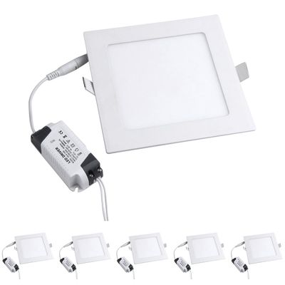 MODOAO 5 Pack 12W LED Panel Light, Square LED Recessed Downlight Panel Ceiling Lighting with LED Driver, AC85-265V, Hole Size 153MM (12W, Cool White)