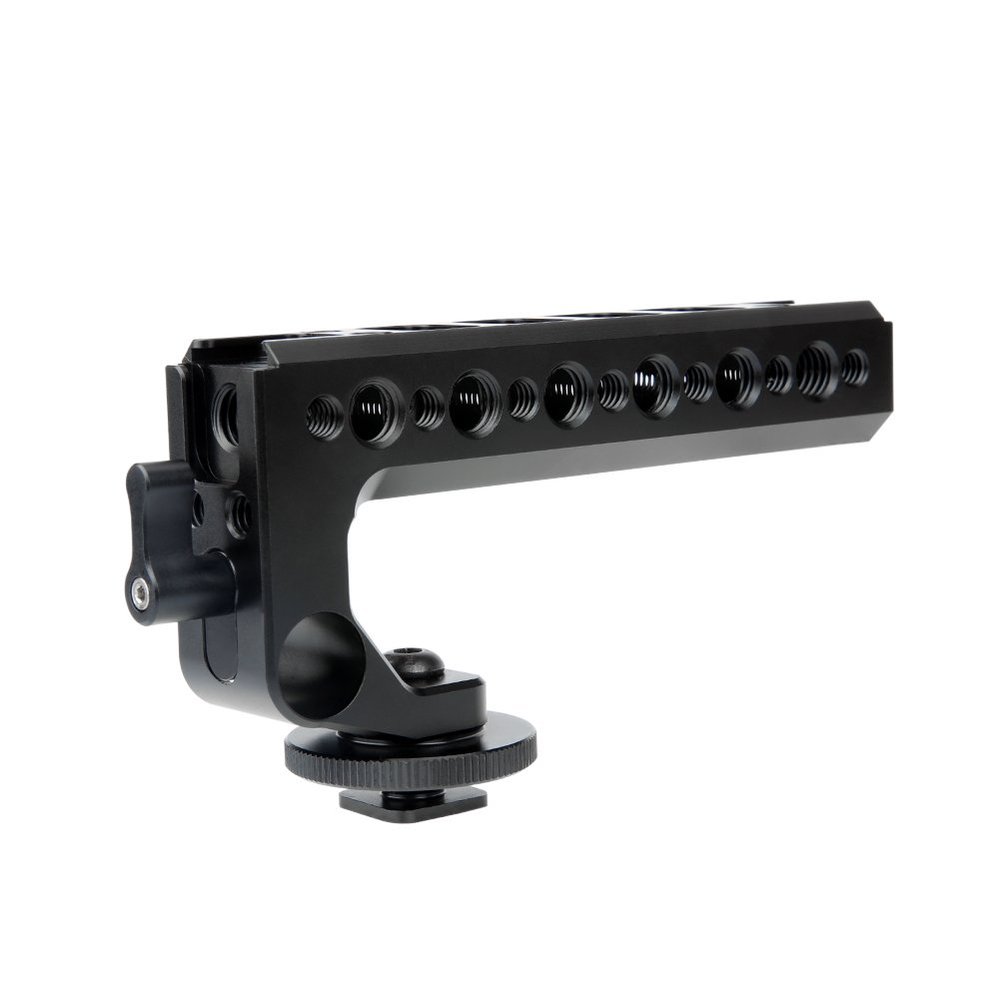 NICEYRIG Camera Top Handle Grip Hot Shoe with 15mm Rod Clamp Cold Shoe- 192