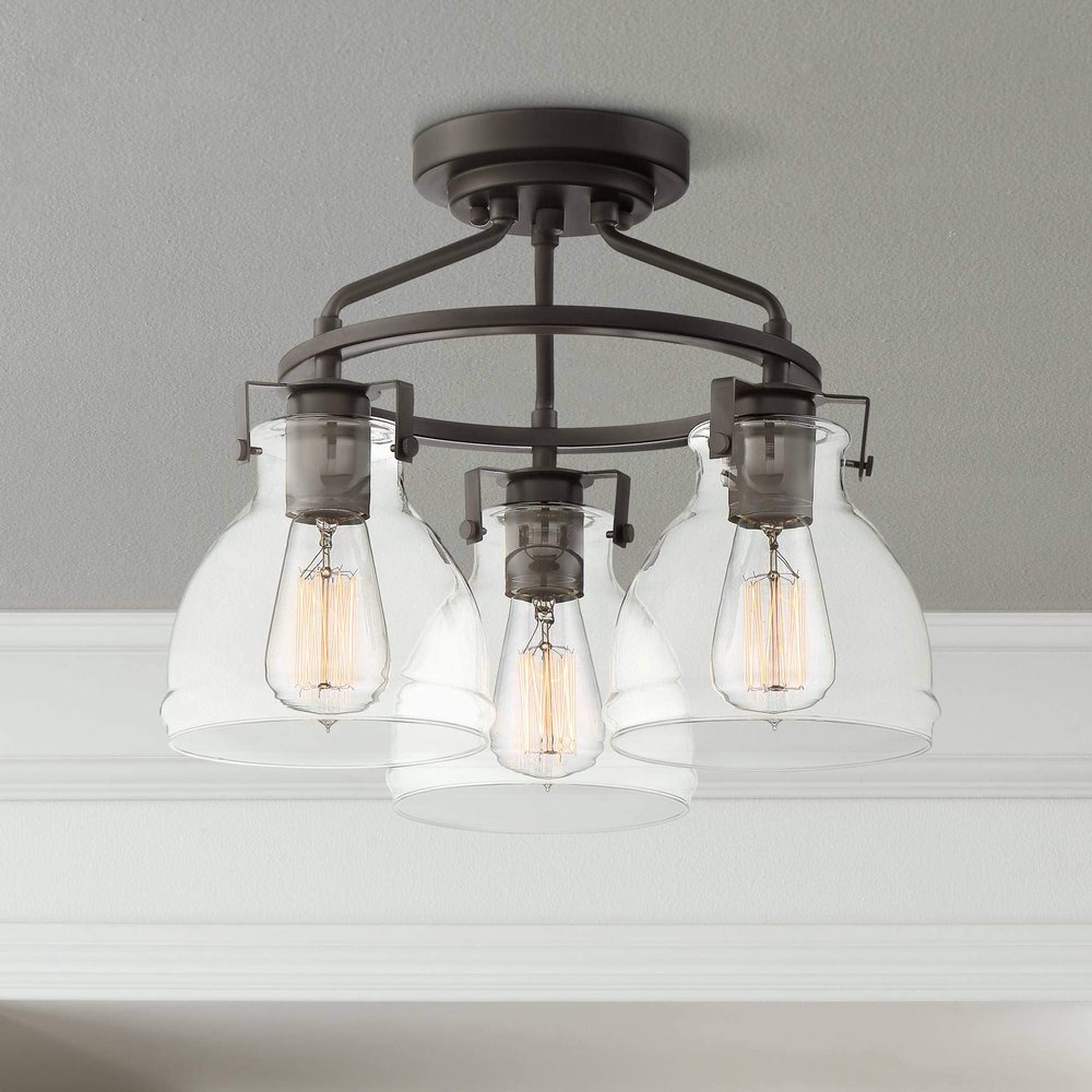 Bellis 14 1/2" Wide 3-Light Semi-Flush Mount Ceiling Fixture