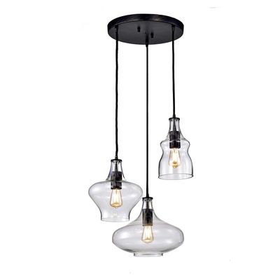 Jojospring Tasia Antique Black/Clear Mouth-Blown Glass Cluster Pendant Chandelier