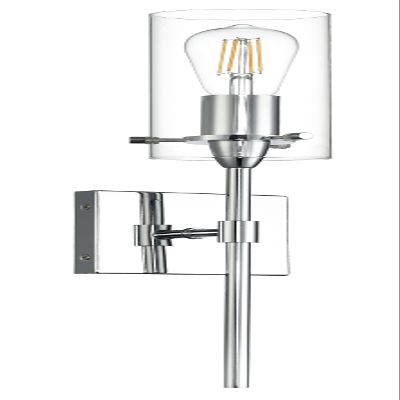 Chrome Wall Sconce Light Fixture, Indoor Glass Bathroom Sconce Wall Lighting