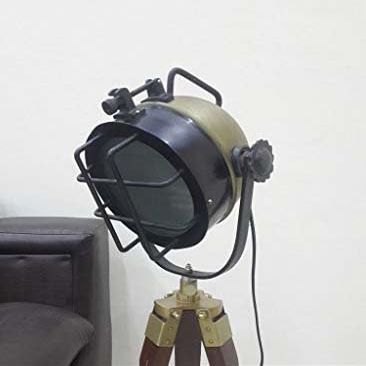 THOR INSTRUMENTS Nautical Antique Searchlight W Tripod Stand Studio Search Light Designer Table Lamp Rustic Vintage Home Decor Gifts