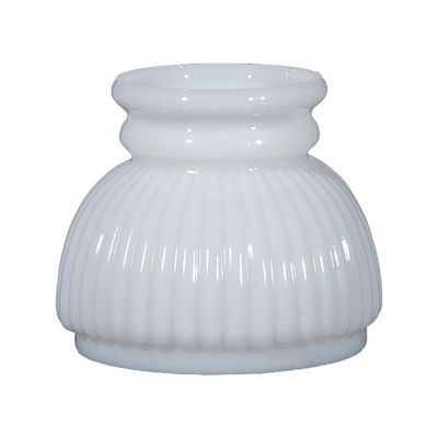 B&P Lamp American Made Opal Glass Rib Student Shade, 6 Inch Fitter, Hand Blown Milk Glass, Ribbed Design, Plain Top, 4-3/8 Inch Height
