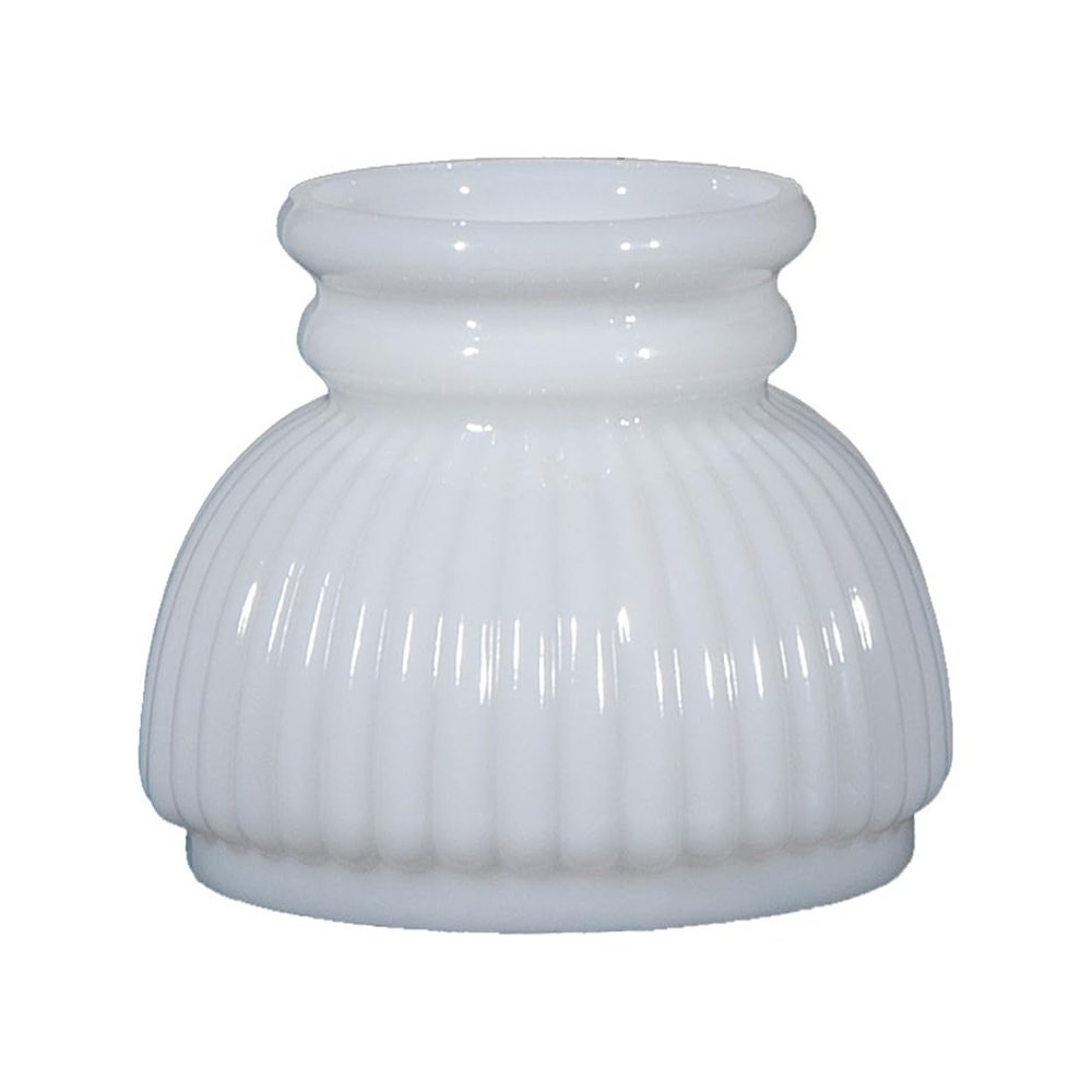 B&P Lamp American Made Opal Glass Rib Student Shade, 6 Inch Fitter, Hand Blown Milk Glass, Ribbed Design, Plain Top, 4-3/8 Inch Height