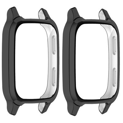Screen Protector Compatible with Garmin Venu Sq 2 Smartwatch Case Soft TPU Full Protection (Black+Black)