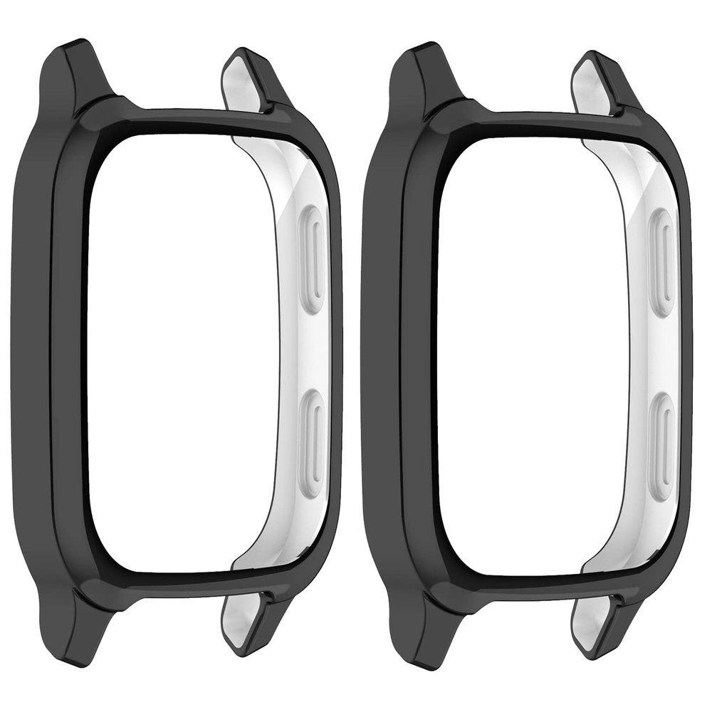 Screen Protector Compatible with Garmin Venu Sq 2 Smartwatch Case Soft TPU Full Protection (Black+Black)