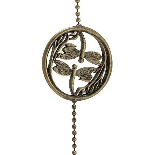 Double Dragonfly Fan Pull Antique Brass