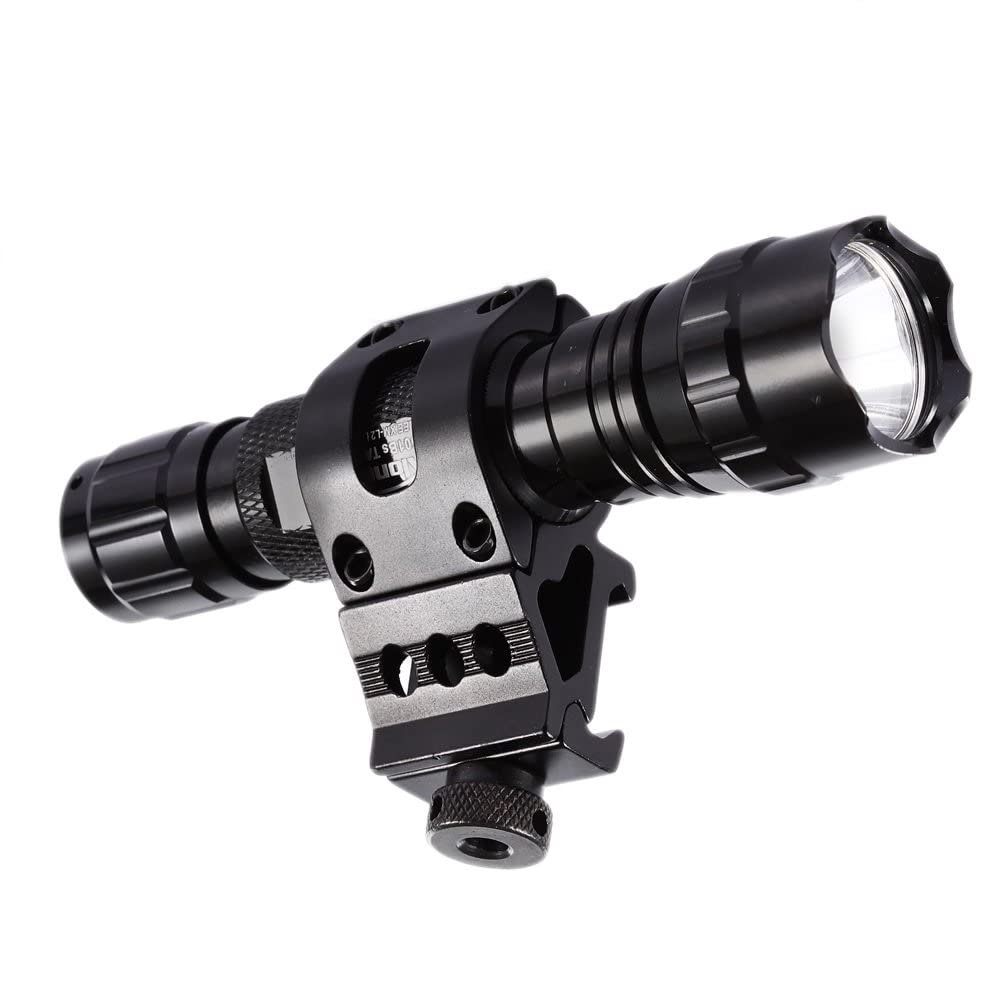 HIGOO 1" Offset Picatinny Rail Mount 1000 Lumens LED Tactical Flashlight