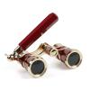 Kingscope 3X25 Vintage Opera Glasses Binoculars for Theater Musical Concert (Lorgnette, Red, with Handle) view 1