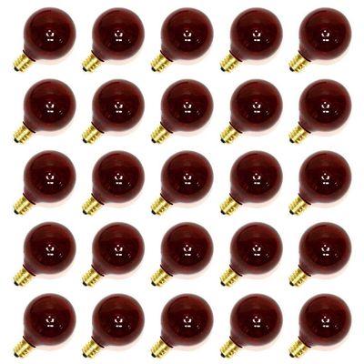 Sival 40127 - G40 Candelabra Screw Base Transparent Red (25 pack) Christmas Light Bulbs