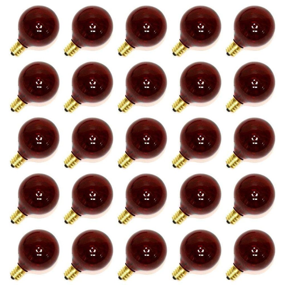 Sival 40127 - G40 Candelabra Screw Base Transparent Red (25 pack) Christmas Light Bulbs