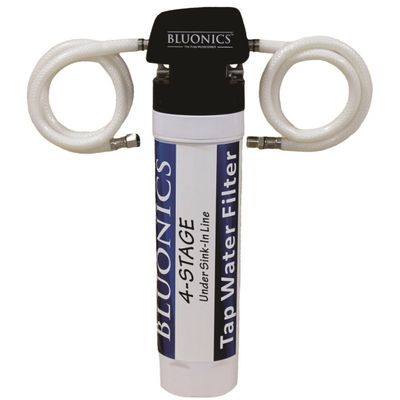Bluonics Under Sink 4 Stage Direct In-line Tap Water Filter BLUONICS Purifier System for sand, rust, dirt, chlorine, and heavy metals. No separate faucet needed