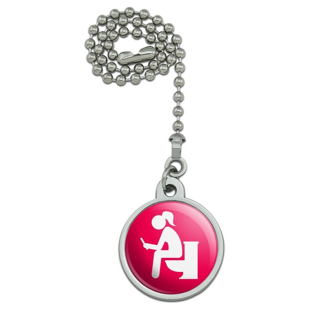 GRAPHICS & MORE Girl Poop Pooping Sitting on Toilet Funny Ceiling Fan and Light Pull Chain