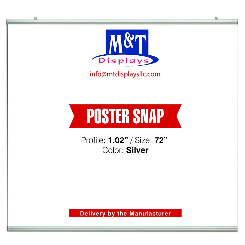Poster Snap Set Silver Anodized Aluminum (For 72" Poster Width)