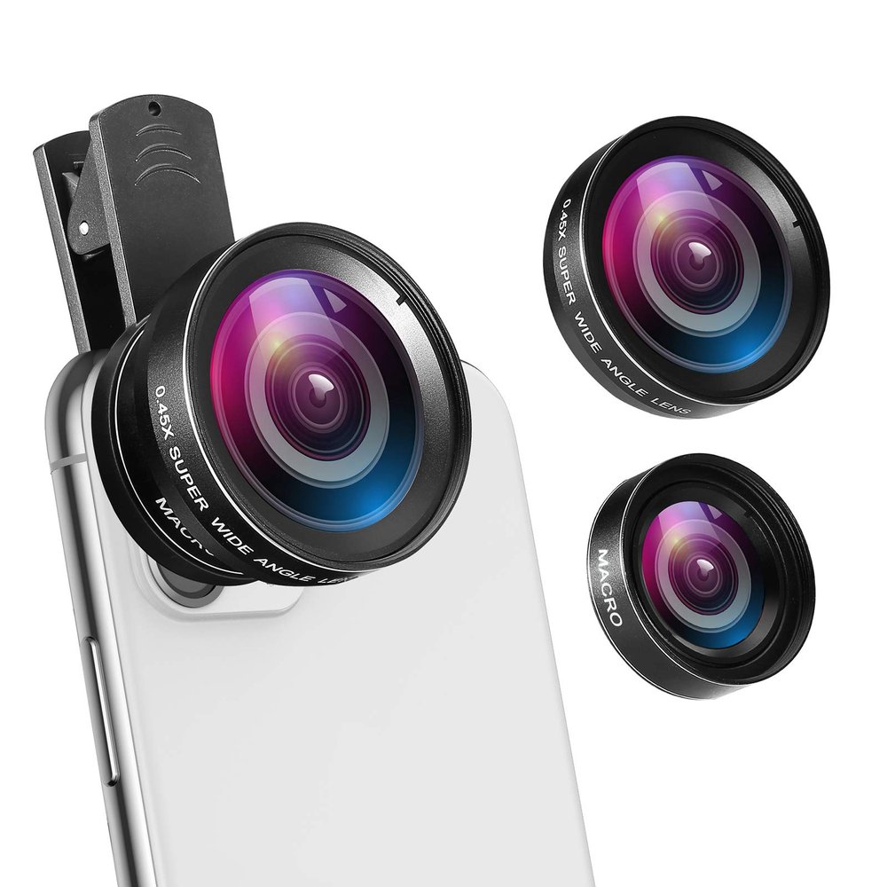 (Upgraded) Phone Camera Lens, 0.45X Super Wide Angle Lens, 15X Macro Lens, Clip-On 2 in 1 Professional for iPhone Lens Kit for TIK Tok, Vlog, Yotube, Compatible with iPhone, Samsung, Google Pixel