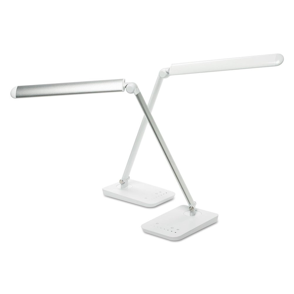 Scranton & Co LED Desk Lamp, 16.75 in H, Silver Finish, Aluminum and ABS Plastic, 8 Brightness Levels, 8 Color Settings, Flexible Neck, USB Charging Port, Flicker-Free Light for Home or Office Use