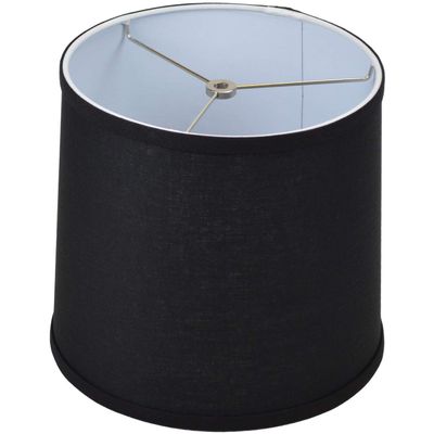 FenchelShades.com 10" Top Diameter x 11" Bottom Diameter 10" Height Fabric Drum Lampshade Washer Attachment (Designer Black)