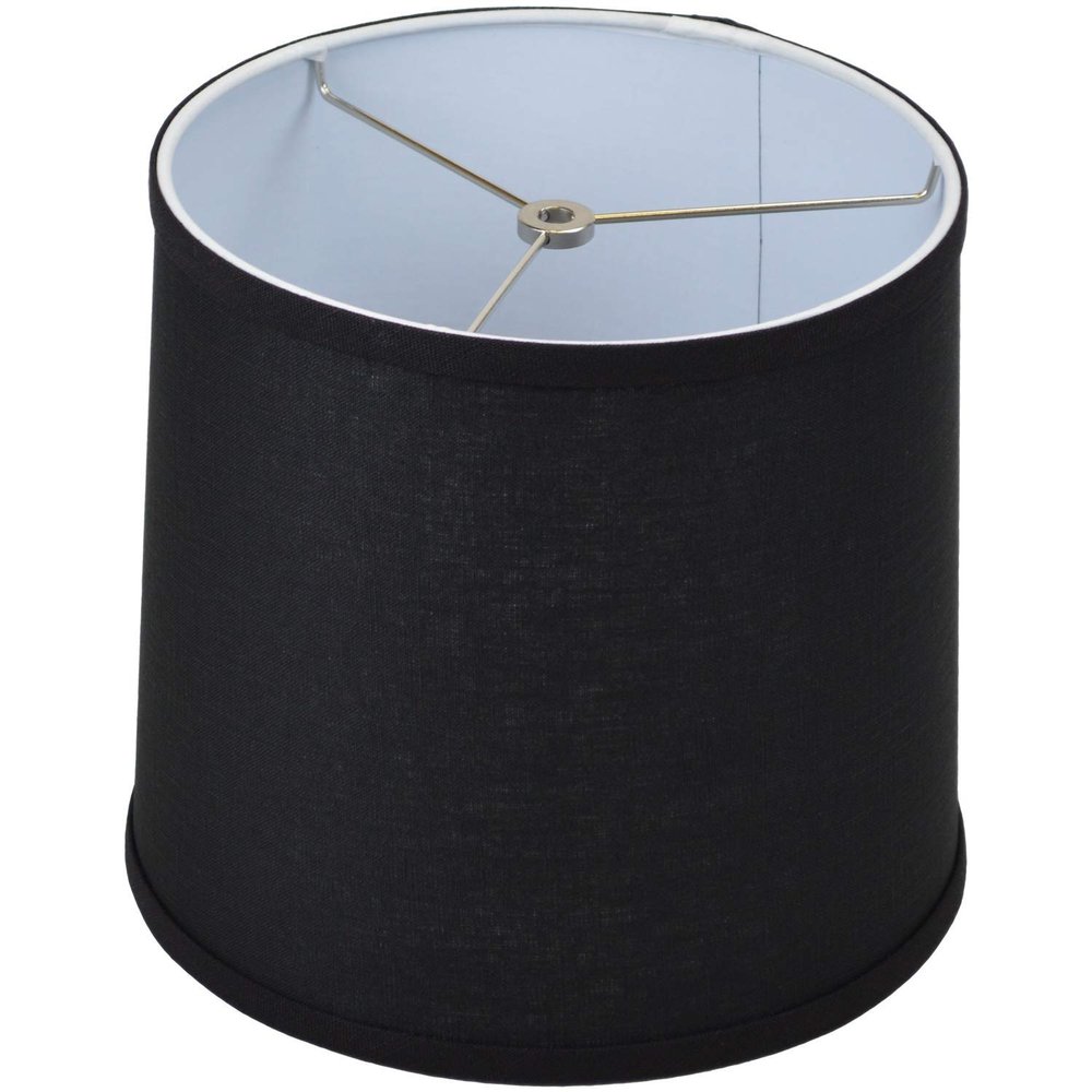 FenchelShades.com 10" Top Diameter x 11" Bottom Diameter 10" Height Fabric Drum Lampshade Washer Attachment (Designer Black)