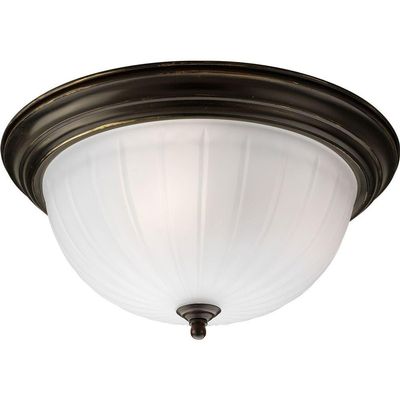 Progress Lighting P3818-20 Melon Flush Mount, 3-Light 180 Total Watts, Antique Bronze