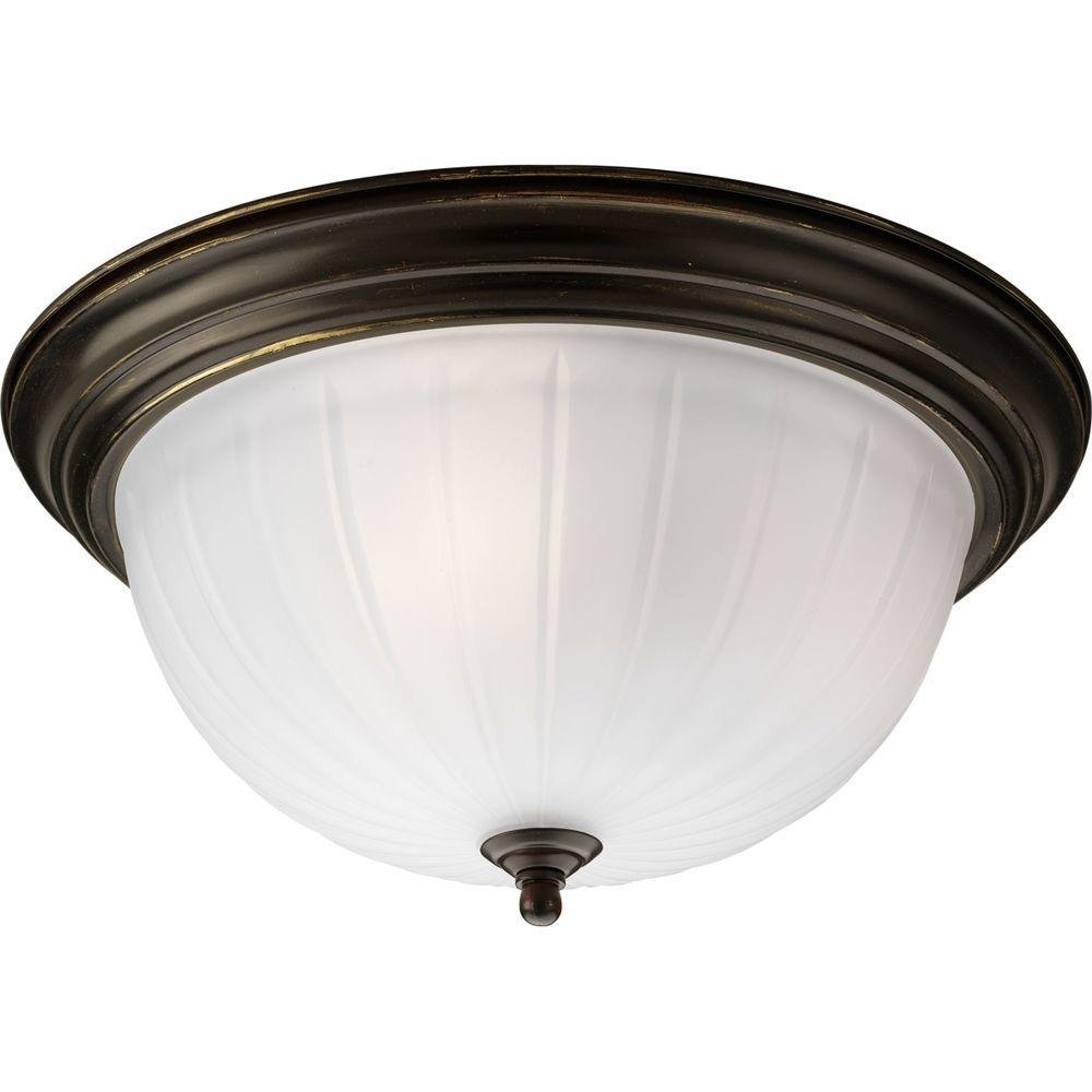 Progress Lighting P3818-20 Melon Flush Mount, 3-Light 180 Total Watts, Antique Bronze