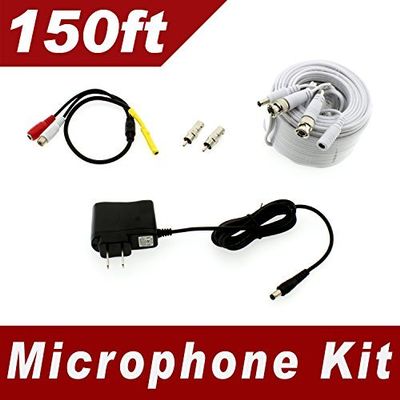 Crystal Vision Premium Universal Microphone Kit for Samsung, Lorex, Swann, Q-See, Defender, Amcrest, Zosi, Kguard, etc. (60ft, 100ft, 150ft, 200ft) - 150ft
