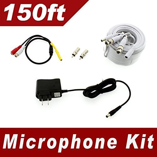 Crystal Vision Premium Universal Microphone Kit for Samsung, Lorex, Swann, Q-See, Defender, Amcrest, Zosi, Kguard, etc. (60ft, 100ft, 150ft, 200ft) - 150ft