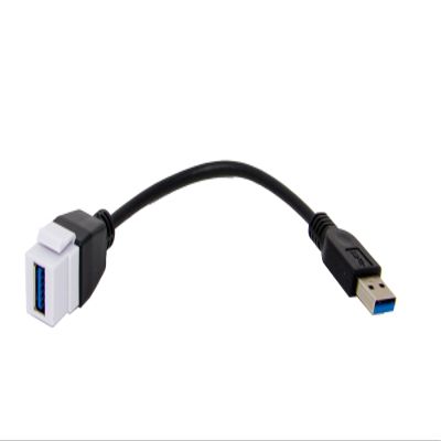 RiteAV Black USB 3 A Male-Female M/F Pigtail Extension Keystone-to-Cable Dongle
