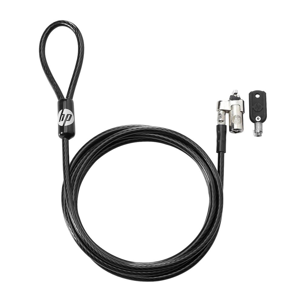 HP Keyed Cable Lock 10mm - Keyed Lock - Vinyl, Galvanized Steel - 6 ft - for Notebook, Docking Station, Projector, Desktop Computer, Printer