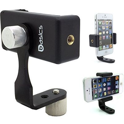 AccessoryBasics 360 Swivel Smartphone Holder with 5/8" Metal Tripod Microphone Mic Stand Adapter Mount for All Smartphones
