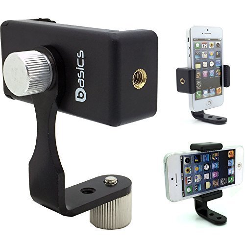 AccessoryBasics 360 Swivel Smartphone Holder with 5/8" Metal Tripod Microphone Mic Stand Adapter Mount for All Smartphones