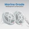Pyle 6.5 Inch Marine Speakers (Pair) - 2-way IP-X4 Waterproof and Weather Resistant Outdoor Audio Dual Stereo Sound System with 600 Watt Power and Low Profile Design - Pyle PLMR652W (White) view 2