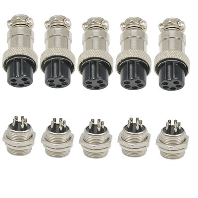 Zovfam GX16-5 Aviation Connector, Male Plug and Female Panel-Mount Socket