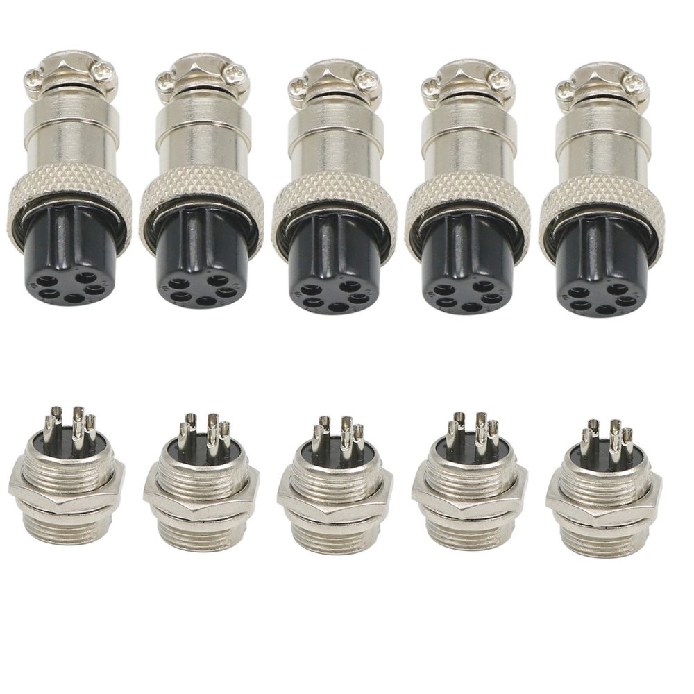 Zovfam GX16-5 Aviation Connector, Male Plug and Female Panel-Mount Socket