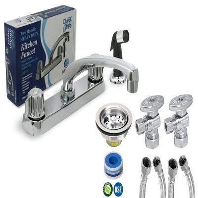 Eveyd #Everflow KFKT17184NL-20 Complete Kitchen Faucet Kit No-Lead Two-Handle Kitchen Faucet, Chrome,