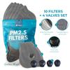 AIRNEX PM2.5 Activated Carbon Face Mask Filters - 10 Pack Replacement Filter Inserts w/ 4 Exhaust Valves for Air Pollution & Pollen Protection - 5-Layer Non-Woven Breathable Dustproof Mask Filter view 3