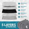 AIRNEX PM2.5 Activated Carbon Face Mask Filters - 10 Pack Replacement Filter Inserts w/ 4 Exhaust Valves for Air Pollution & Pollen Protection - 5-Layer Non-Woven Breathable Dustproof Mask Filter view 4