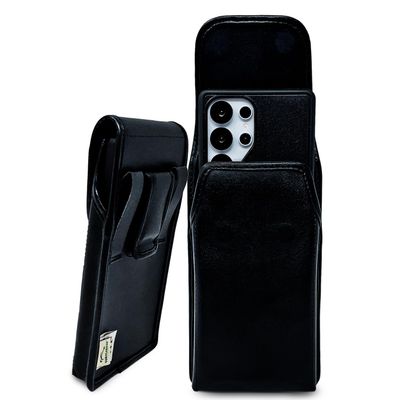 Turtleback Premium Leather Belt Clip for Samsung Galaxy S26 Ultra, S25 Ultra to S20 Ultra - Medium - Leather Wrapped Clip with Belt Loops, Fits Commuter, Symmetry Medium Style Cases