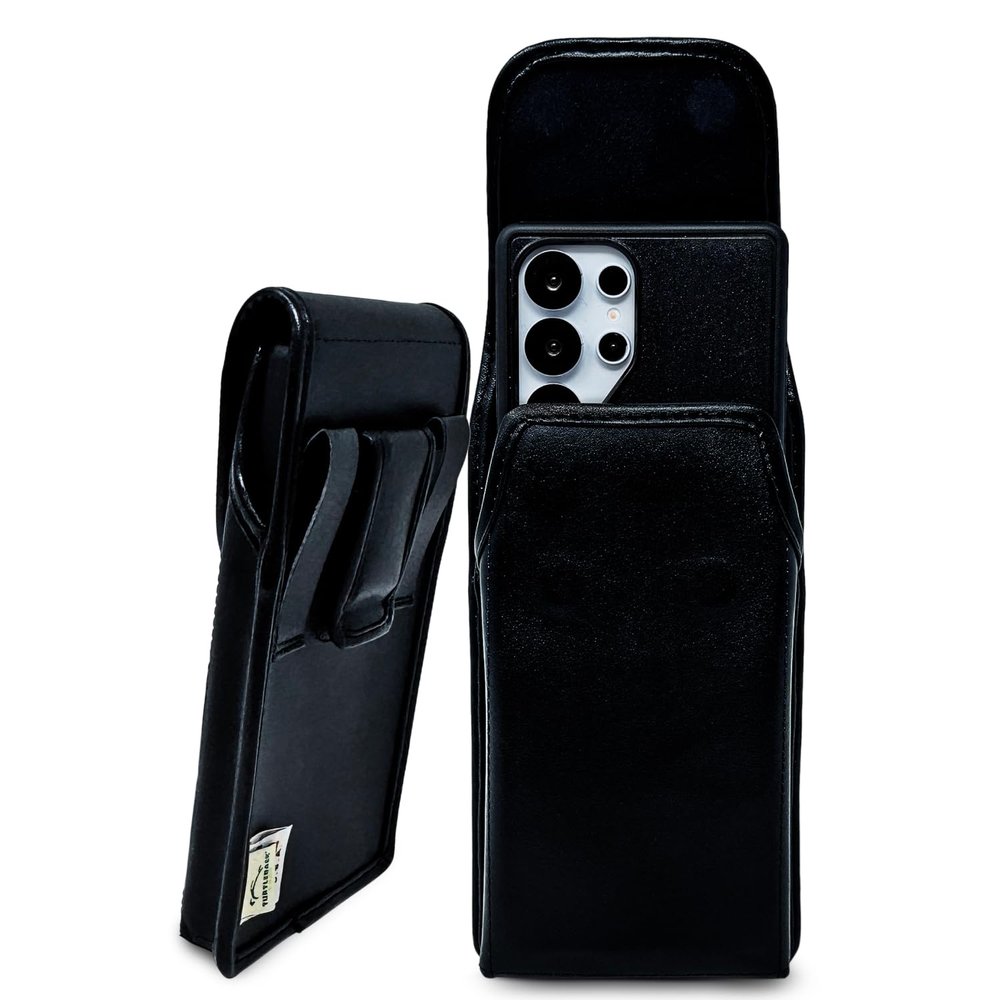 Turtleback Premium Leather Belt Clip for Samsung Galaxy S26 Ultra, S25 Ultra to S20 Ultra - Medium - Leather Wrapped Clip with Belt Loops, Fits Commuter, Symmetry Medium Style Cases