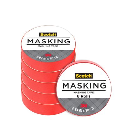 Scotch Expressions Masking Tape, .94 in x 20 yd, 6 Rolls, Primary Red