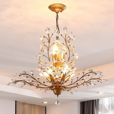 Ganeed 8-Light Crystal Chandelier, 30.7 Inch Gold Hanging Fixture
