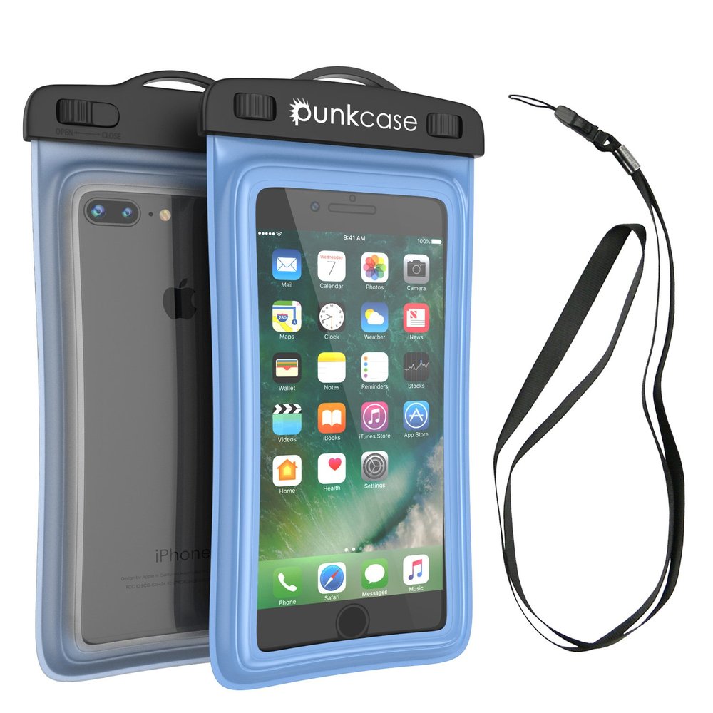 Waterproof Phone Pouch, PunkBag Universal Floating Dry Case Bag for Most Cell Phones incl. iPhone 8 Plus & Samsung Galaxy S9 | Perfect for Keeping Your Cellphone & Valuables Dry and Safe [Blue]