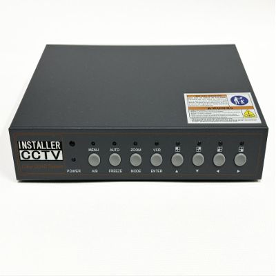 InstallerCCTV Video Quad Color 4CH Multiplexer 2 BNC Output with Remote Control and Free 1Amp Power Adapter