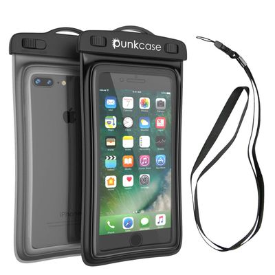 Waterproof Phone Pouch, PunkBag Universal Floating Dry Case Bag for Most Cell Phones incl. iPhone 8 Plus & Samsung Galaxy S9 | Perfect for Keeping Your Cellphone & Valuables Dry and Safe [Black]