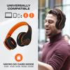 PowerLocus Bluetooth Over-Ear Headphones, Wireless Stereo Foldable Headphones Wireless and Wired Headsets with Built-in Mic, Micro SD/TF, FM for iPhone/Samsung/iPad/PC (Black/Orange) view 3